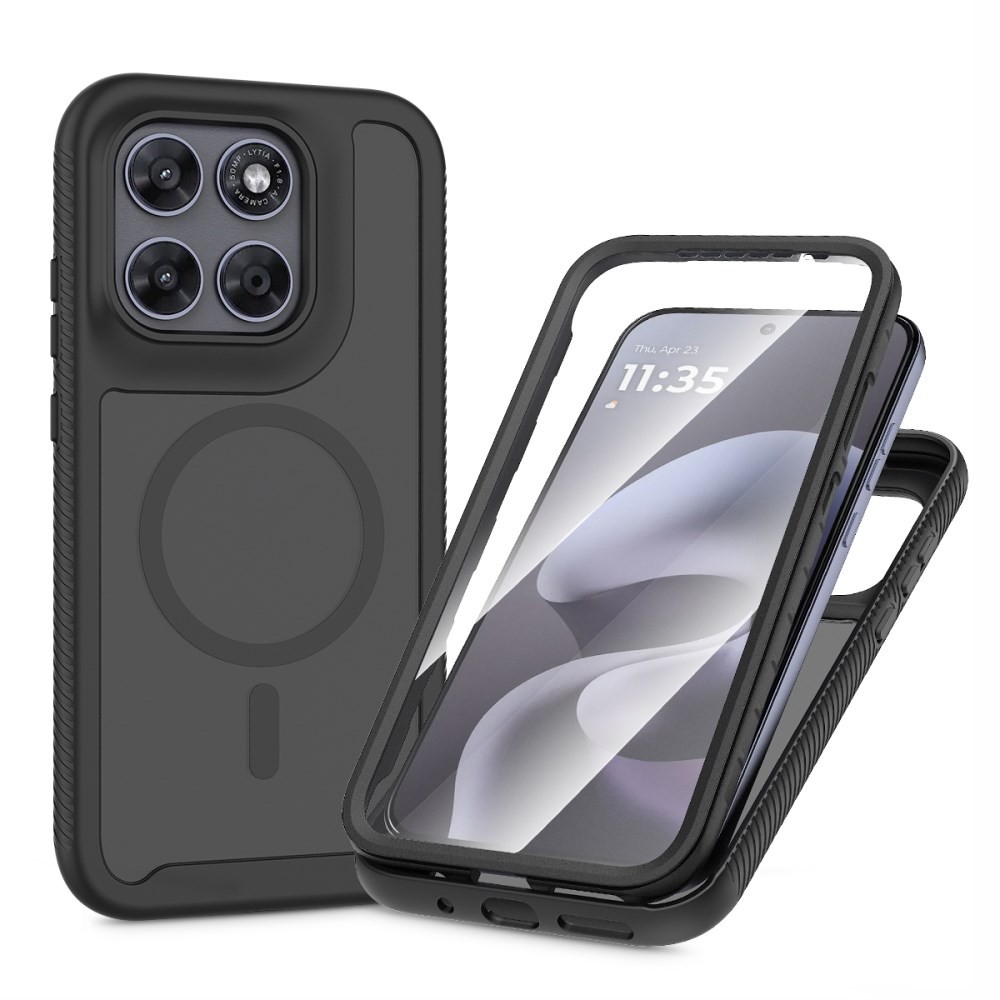 Motorola Moto G67 5G / G77 5G 360 Degrees Coverage MagSafe Σκληρή Θήκη Ημιδιάφανη Black