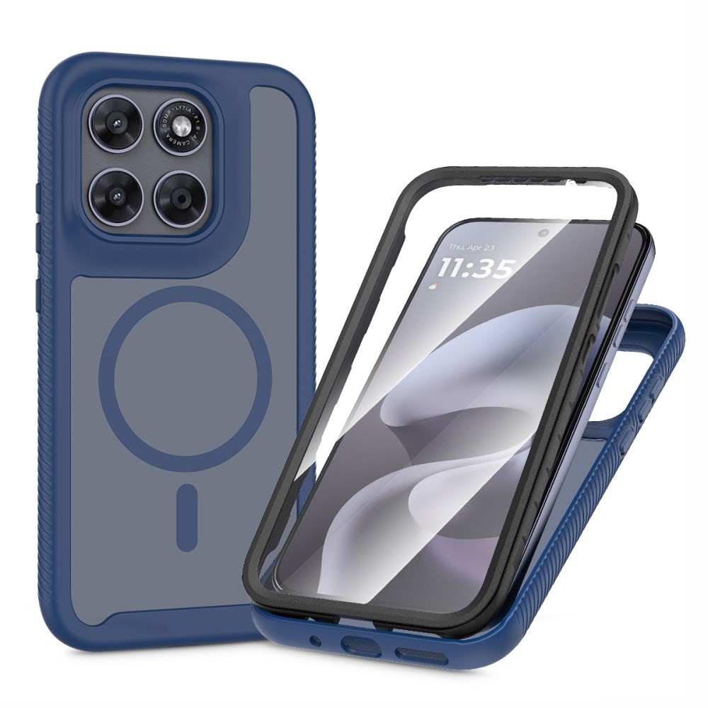 Motorola Moto G67 5G / G77 5G 360 Degrees Coverage MagSafe Σκληρή Θήκη Ημιδιάφανη Blue