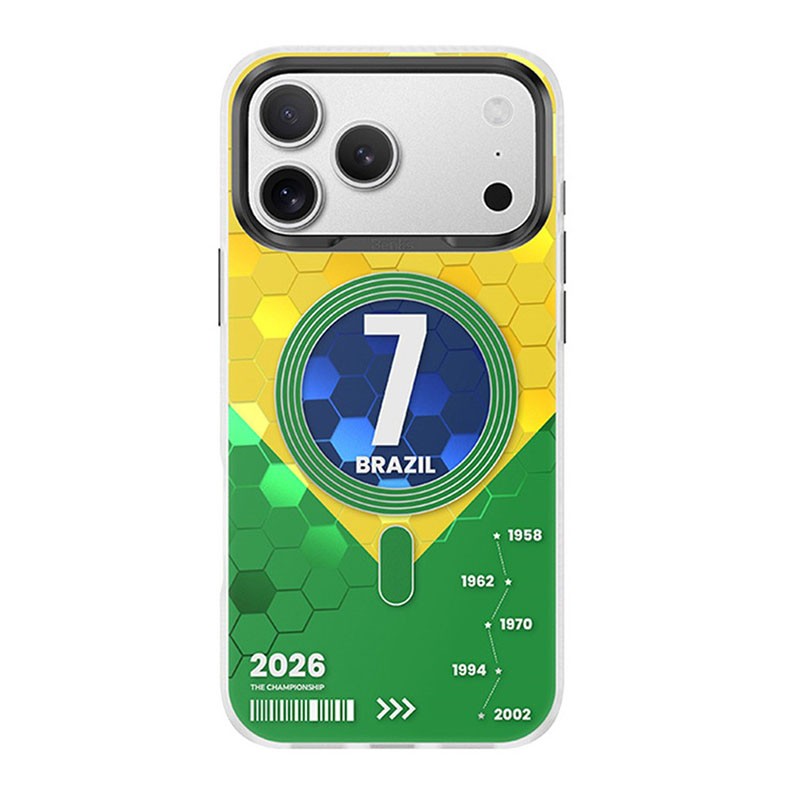 Apple iPhone 17 Pro Max BENKS D3 Football Theme MagSafe Σκληρή Θήκη Σιλικόνης Brazilian Wilderness