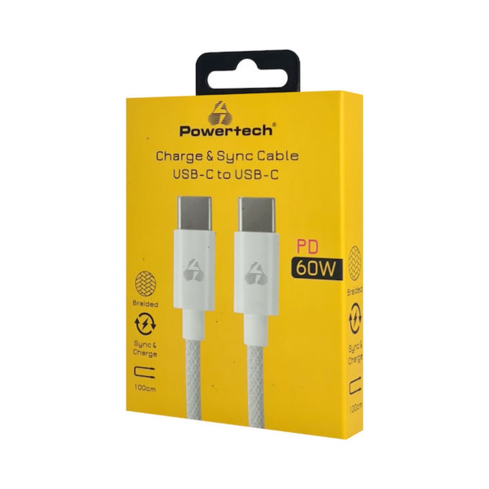 Powertech PTR-0183 Type-C σε Type-C 60W - 1m White