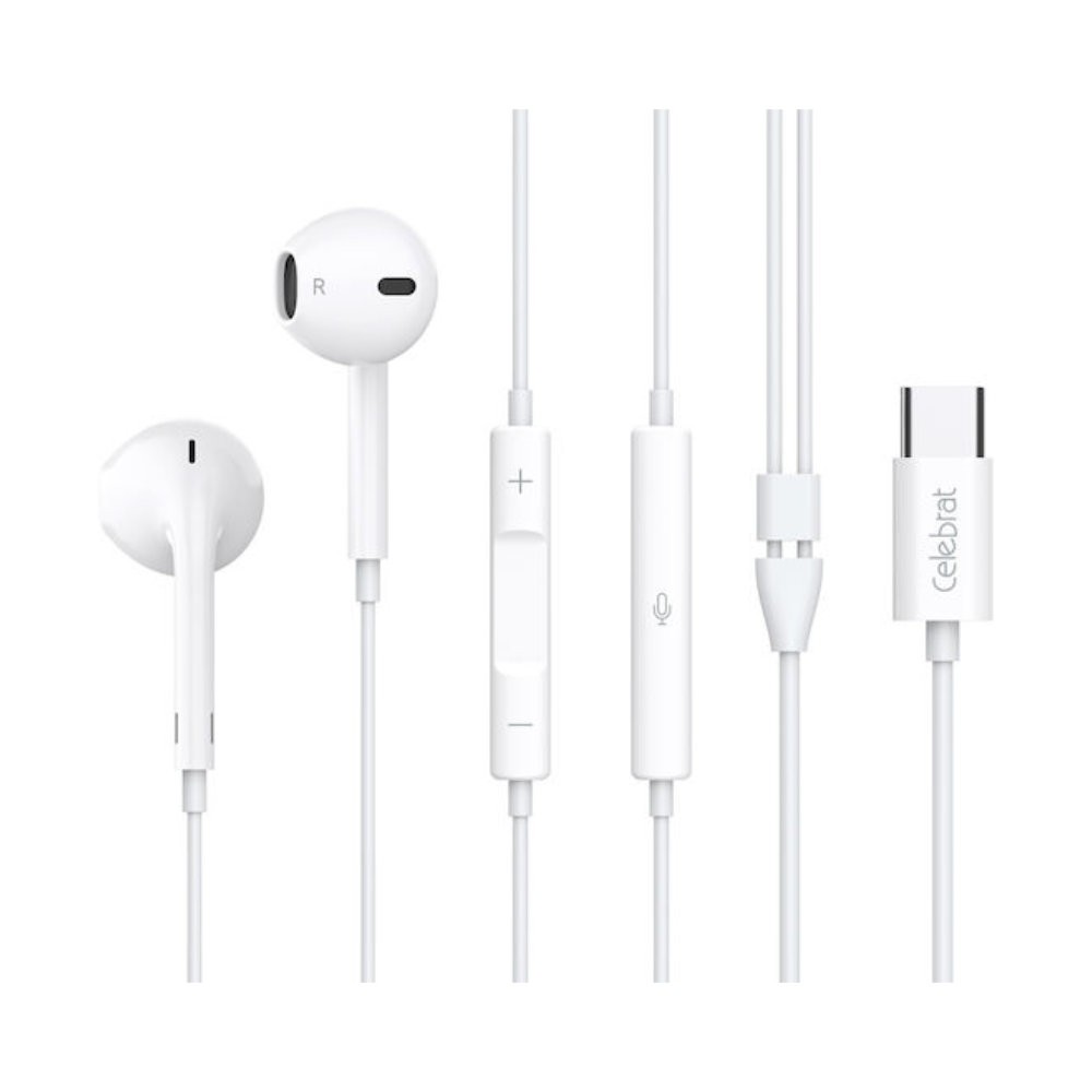 Celebrat E500-WH Handsfree Ακουστικά Type-C White