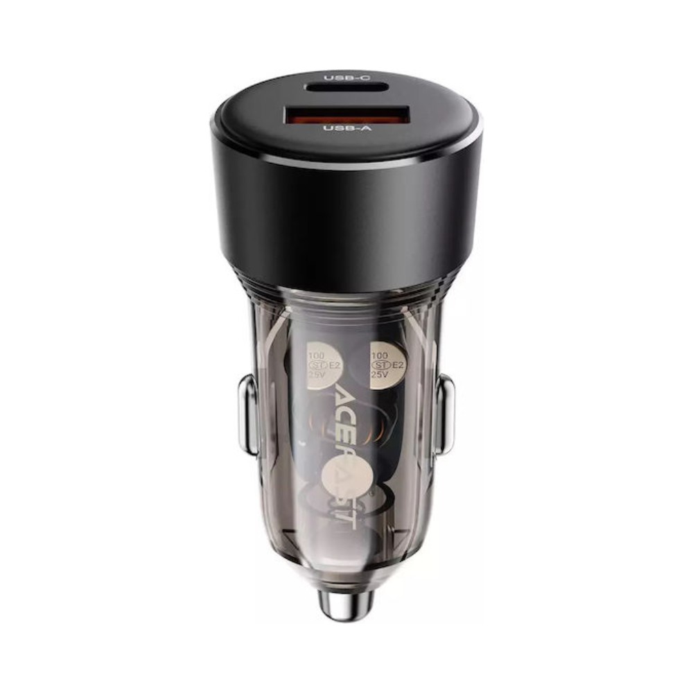 Acefast B12 Φορτιστής Αυτοκινήτου 60W,3A με Θύρες: 1xUSB 1xType-C Black