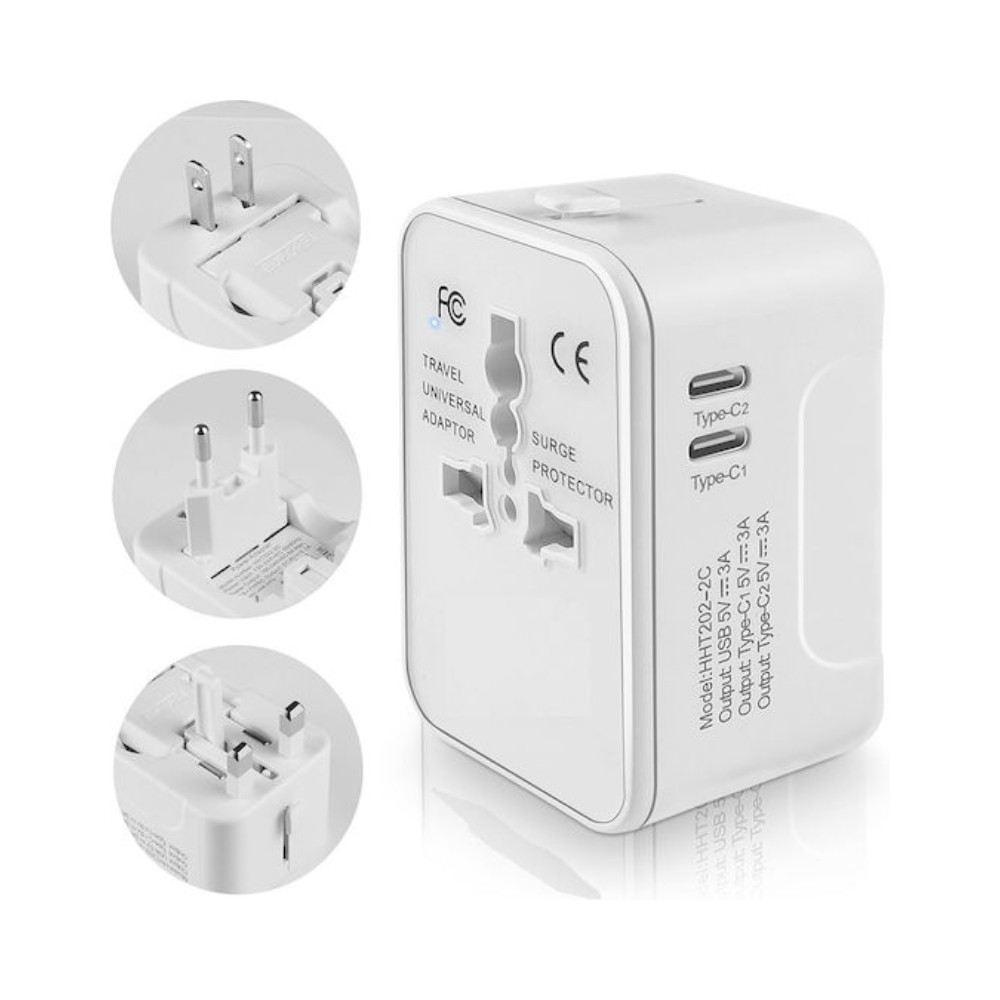 Techsuit HHT202-2C Αντάπτορας Πρίζας από Universal σε Universal White