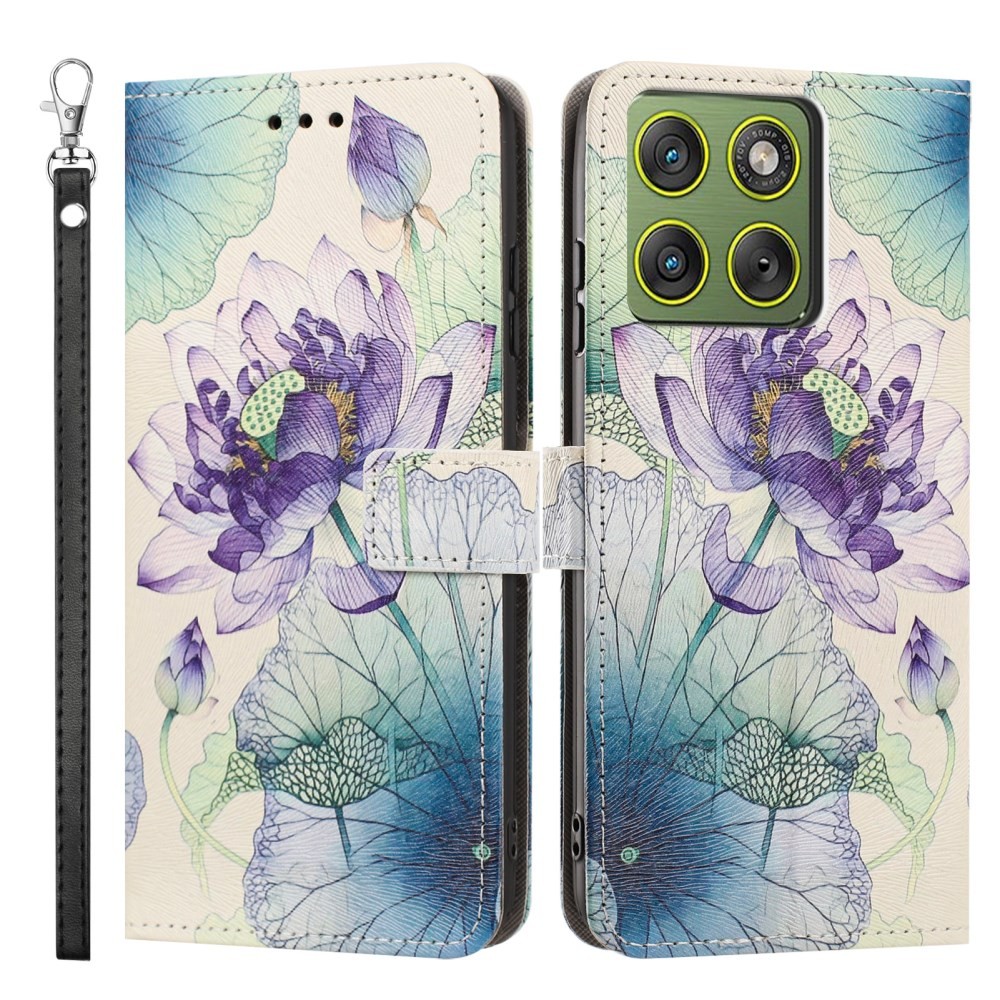 Motorola Moto G47 5G Colored Drawing Θήκη Πορτοφόλι Purple Lotus
