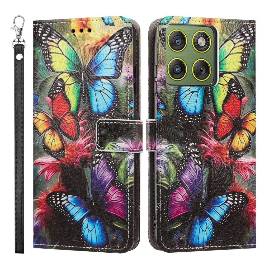 Motorola Moto G47 5G Colored Drawing Θήκη Πορτοφόλι Butterflies