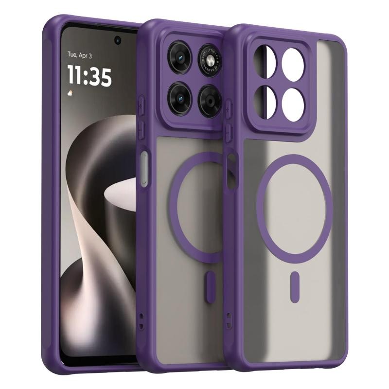 Motorola Moto G47 5G Magsafe Ημιδιάφανη Σκληρή Θήκη Purple