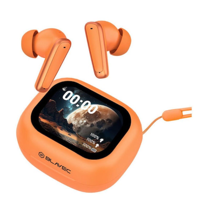 Blavec BW-07 In-ear Bluetooth Handsfree Ακουστικά με Θήκη Φόρτισης Orange