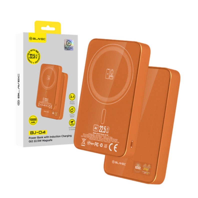Blavec BJ-04 Slim MagSafe Power Bank 10000mAh 22.5W Orange