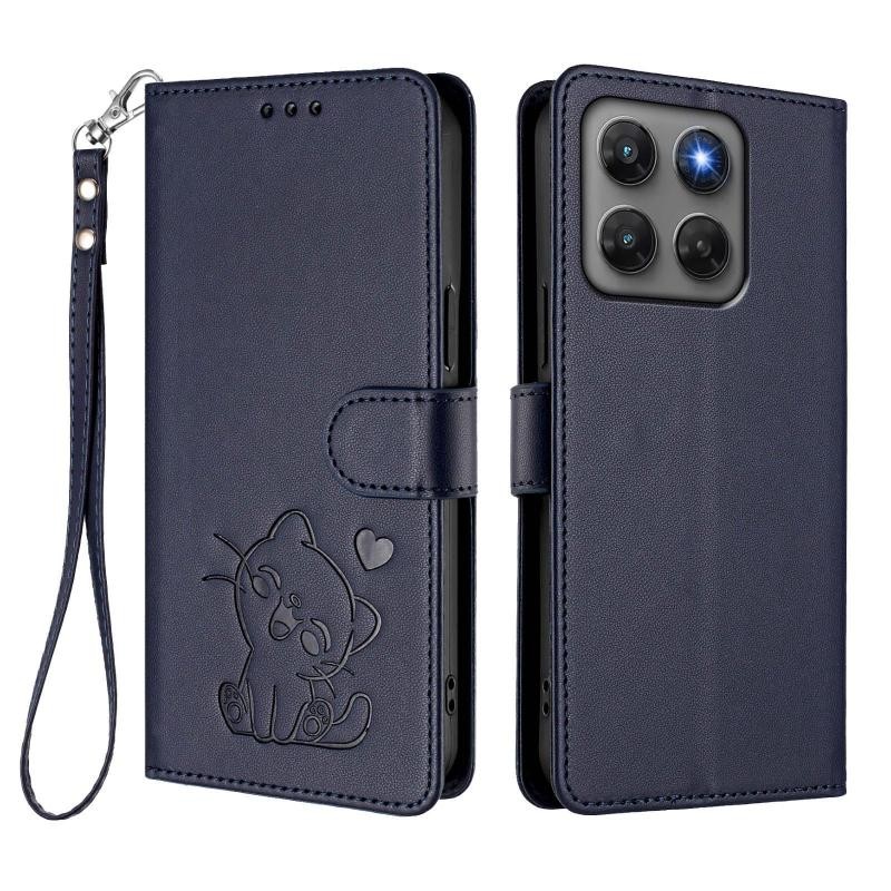 Motorola Moto G47 5G Cat and Heart Θήκη Πορτοφόλι Dark Blue