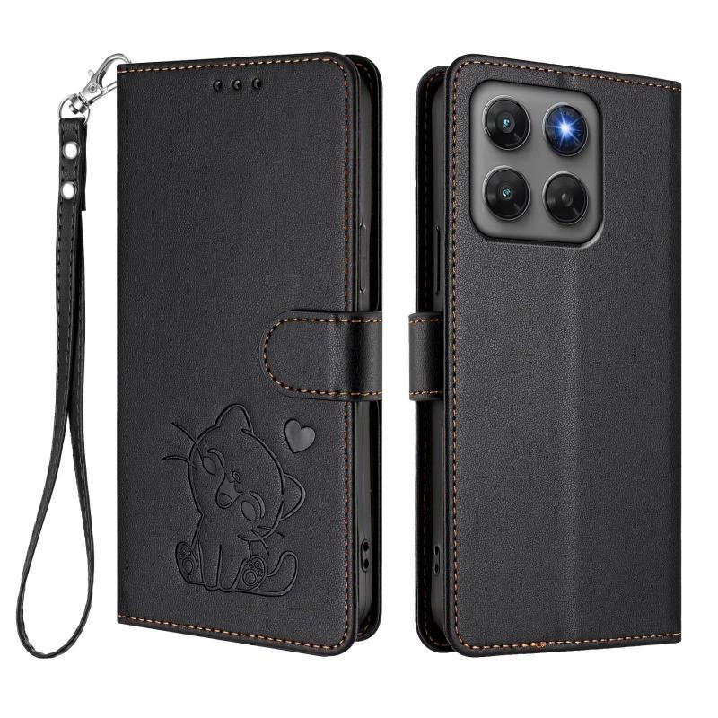 Motorola Moto G47 5G Cat and Heart Θήκη Πορτοφόλι Black