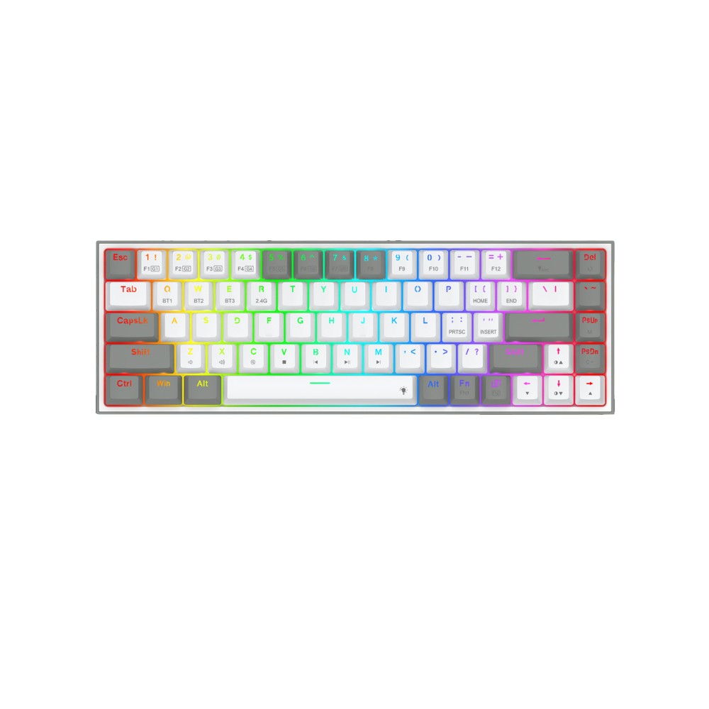 Redragon K631RGB PRO WG Ασύρματο Gaming Μηχανικό Πληκτρολόγιο 65% με Custom διακόπτες & RGB φωτισμό White/Grey