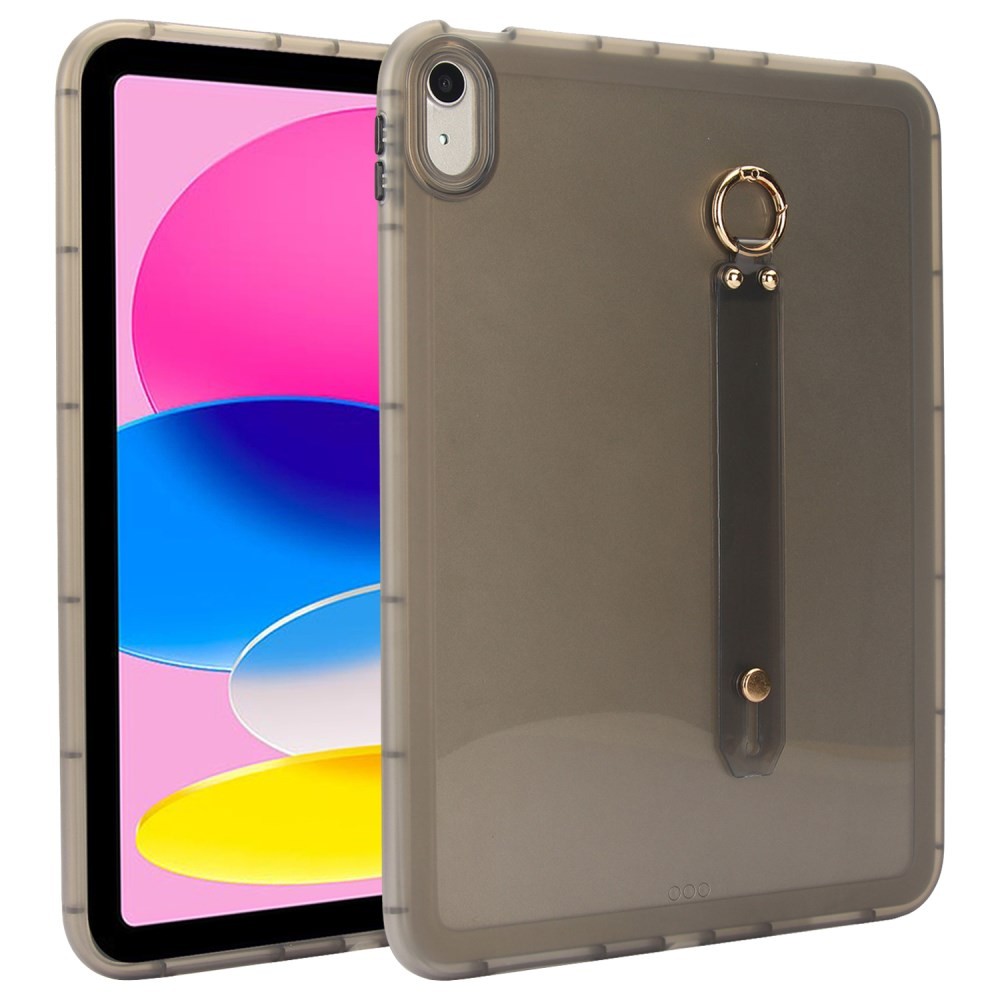 Apple iPad 10.9 (2022) / iPad 11 (2025) Θήκη Σιλικόνης με Λουράκι Καρπού Ημιδιάφανο Grey