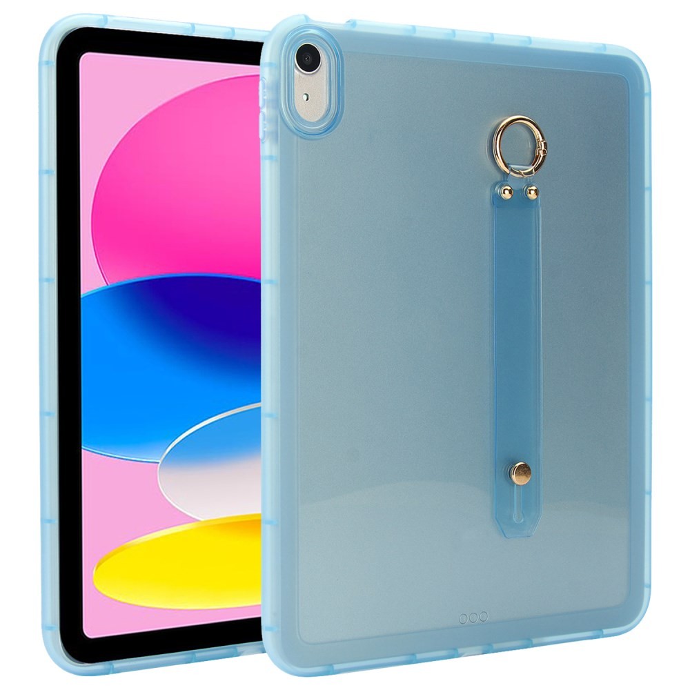Apple iPad 10.9 (2022) / iPad 11 (2025) Θήκη Σιλικόνης με Λουράκι Καρπού Ημιδιάφανο Light Blue