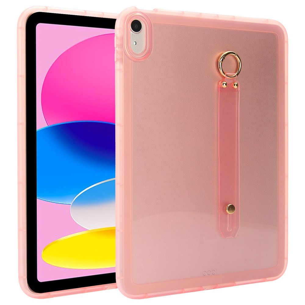 Apple iPad 10.9 (2022) / iPad 11 (2025) Θήκη Σιλικόνης με Λουράκι Καρπού Ημιδιάφανο Pink