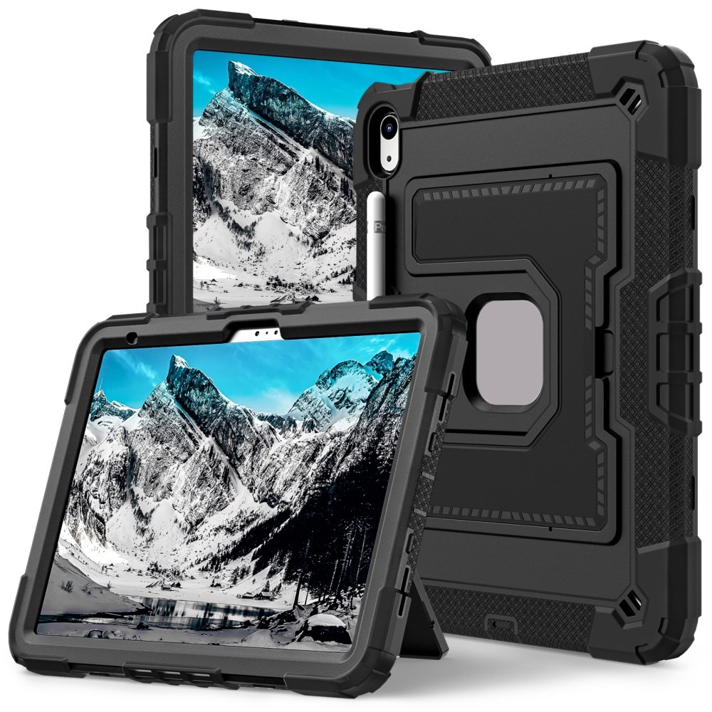 Apple iPad 10.9 (2022) / iPad 11 (2025) Σκληρή Θήκη με Βάση Στήριξης και Υποδοχή για Πενάκι Black