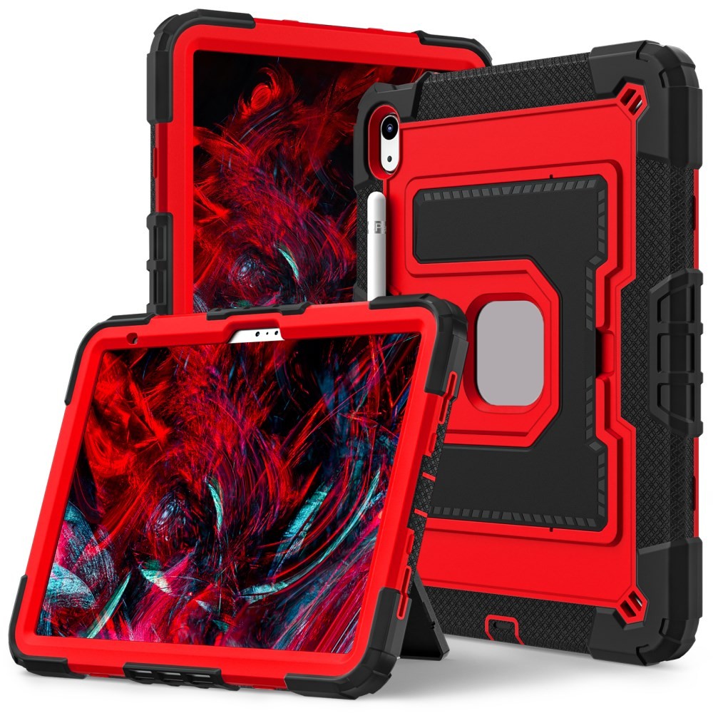 Apple iPad 10.9 (2022) / iPad 11 (2025) Σκληρή Θήκη με Βάση Στήριξης και Υποδοχή για Πενάκι Black/Red