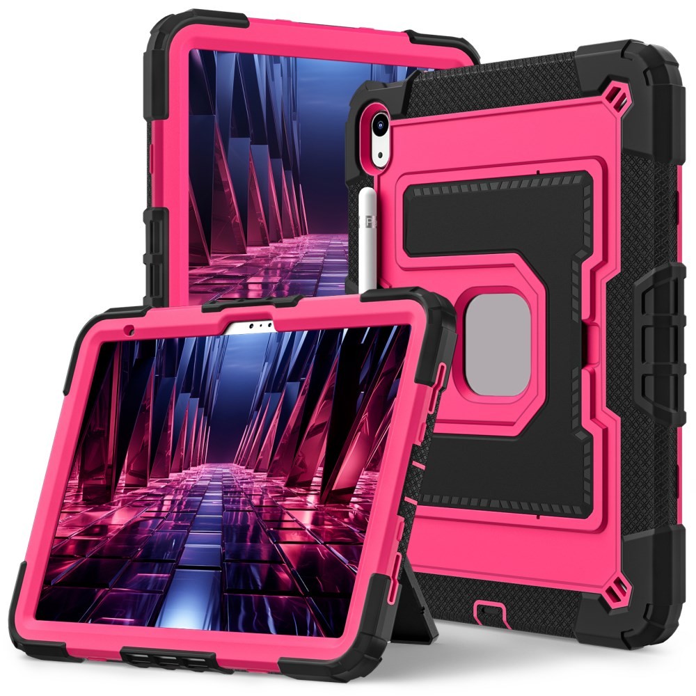 Apple iPad 10.9 (2022) / iPad 11 (2025) Σκληρή Θήκη με Βάση Στήριξης και Υποδοχή για Πενάκι Black/Rose