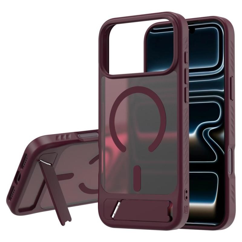 Apple iPhone 17 Pro Max/18 Pro Max LeReach Le-Chic Series Magsafe Σκληρή Θήκη με Stand Cherry Red