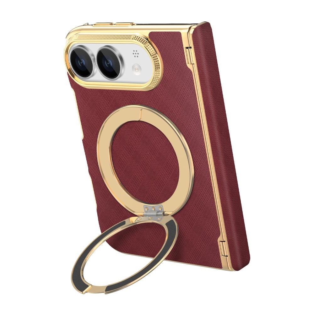 Apple iPhone Duo Axis Grid Magsafe Σκληρή Θήκη με Δαχτυλίδι Red/Gold