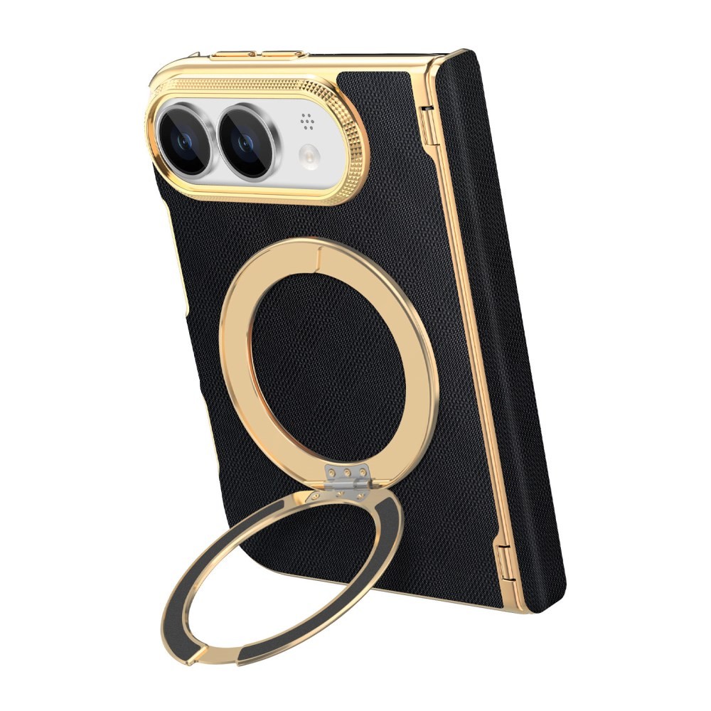 Apple iPhone Duo Axis Grid Magsafe Σκληρή Θήκη με Δαχτυλίδι Black/Gold
