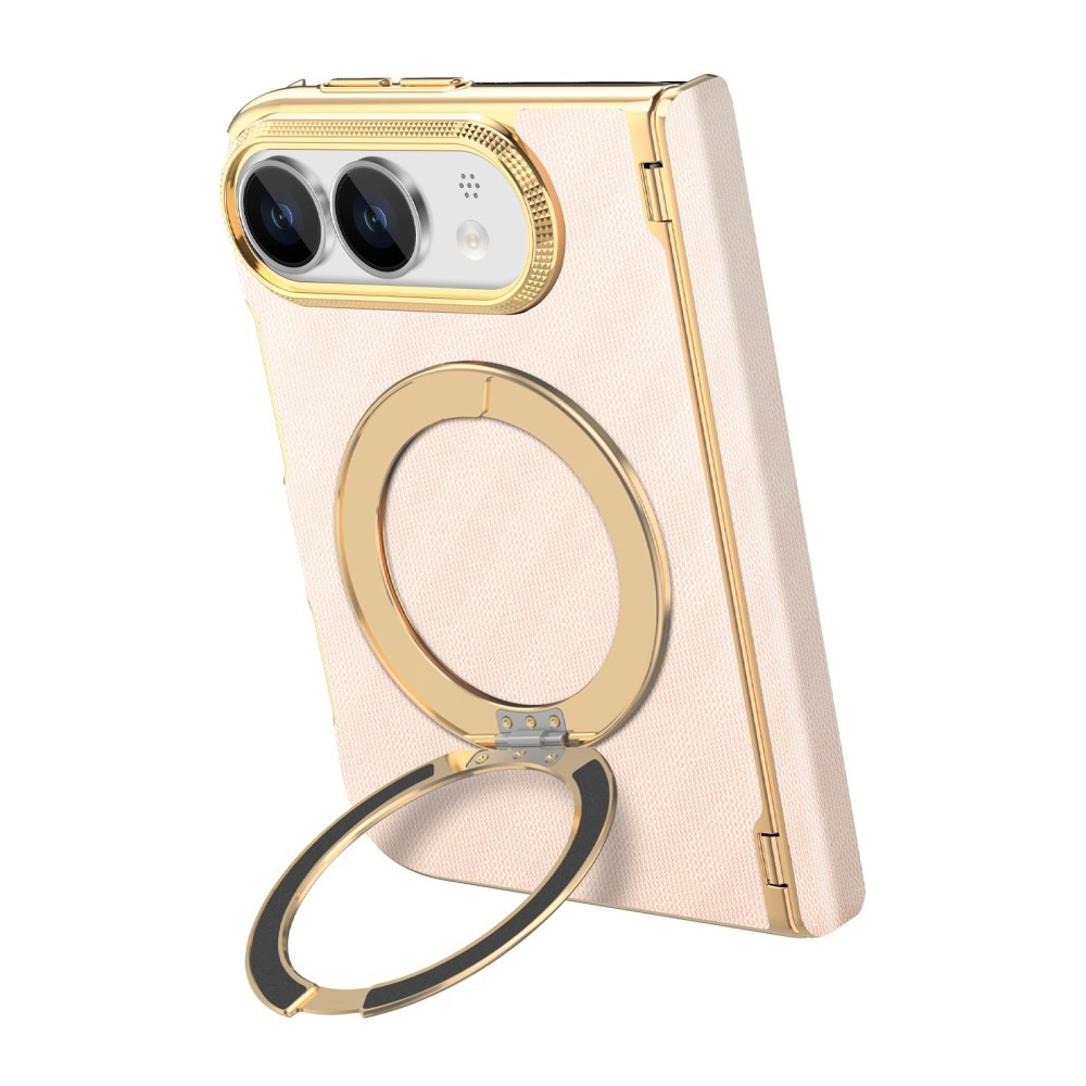 Apple iPhone Duo Axis Grid Magsafe Σκληρή Θήκη με Δαχτυλίδι Pink/Gold