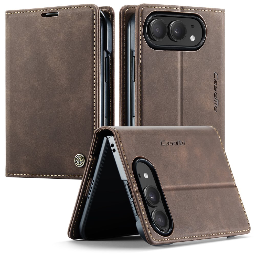 Apple iPhone Duo CaseMe 013 Retro Θήκη Βιβλίο Coffee
