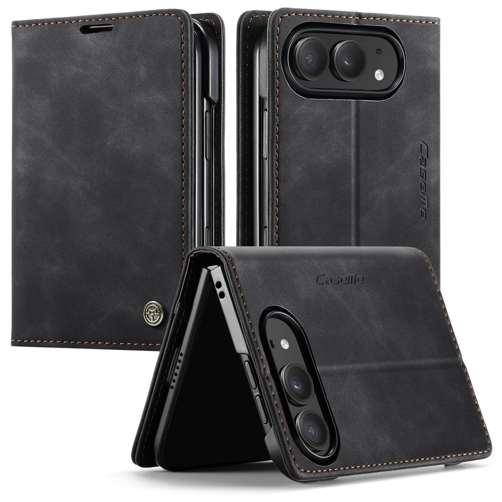 Apple iPhone Duo CaseMe 013 Retro Θήκη Βιβλίο Black