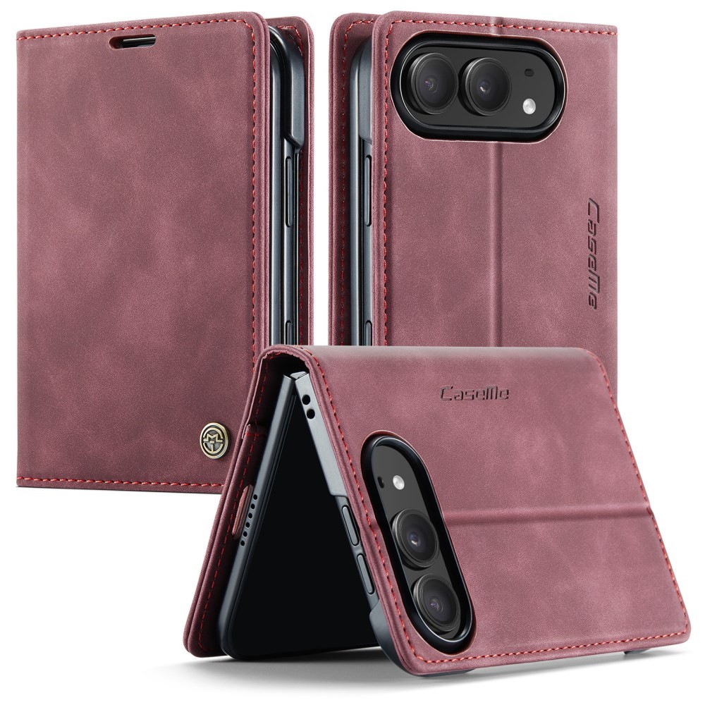 Apple iPhone Duo CaseMe 013 Retro Θήκη Βιβλίο Wine Red