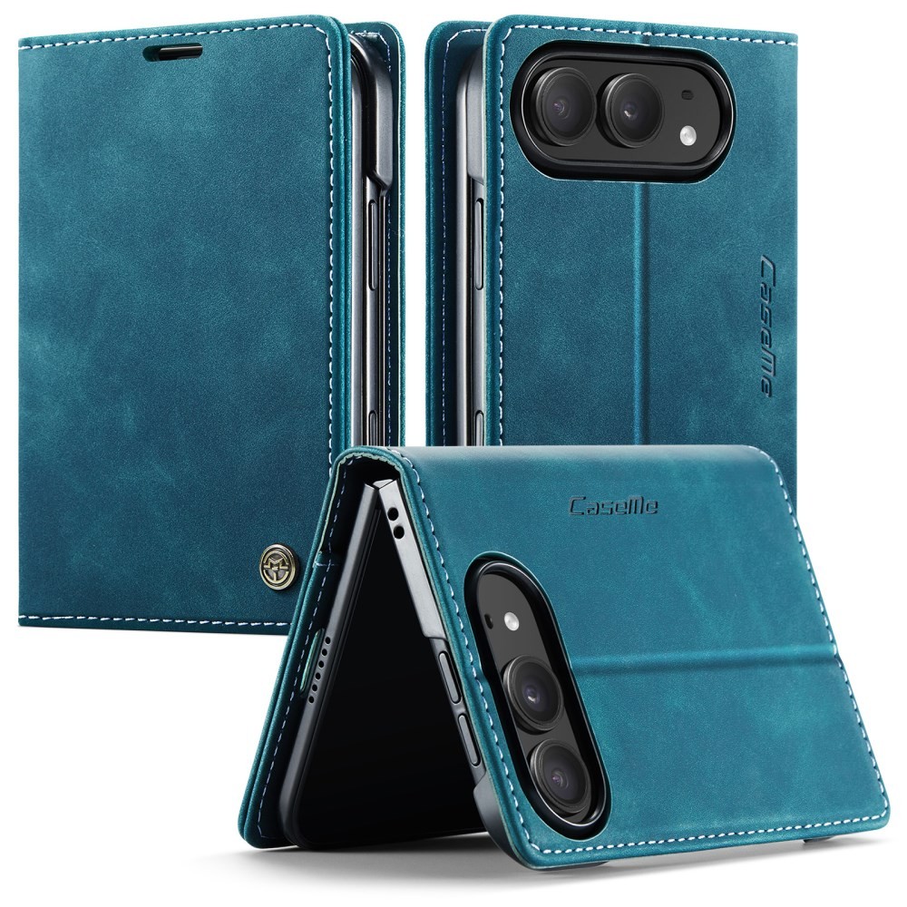 Apple iPhone Duo CaseMe 013 Retro Θήκη Βιβλίο Green Blue