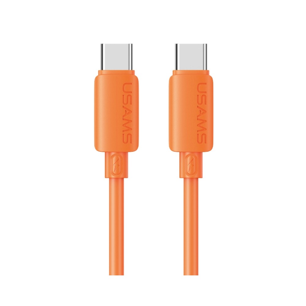 USAMS SJ787 Καλώδιο Σιλικόνης Type-C to Type-C 60W - 1m Orange